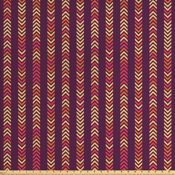Ambesonne Abstract Fabric by the Yard Upholstery, Vertical Order Motifs Art, 3 Yards, Plum and Burnt Sienna