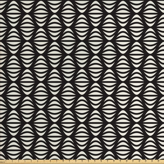Ambesonne Abstract Fabric by the Yard Upholstery, Geometric Striped Design, 10 Yards, Beige and Charcoal Grey