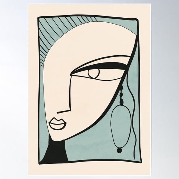 Abstract Face 34 Poster Wall Art, Modern Wall Decor For Living Room Bedroom, 24x36 UNFRAMED