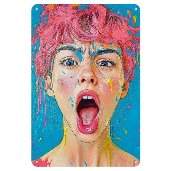 Abstract Face Art Poster, 8x12 Inch - Colorful Metal Wall Decor, Frameless Vintage Style for Home, Cafe, or for Man Cave, Home Decor Poster|Vintage Pop Art|Bold Impact Artwork