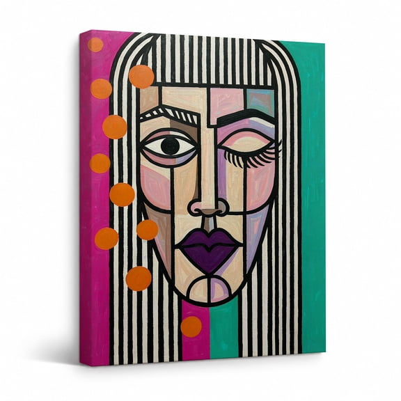 Abstract Face Canvas Wall Art, Colorful Pop Art Portrait Painting, Modern Eclectic Wall Decor for Living Room Bedroom Office 24"*32"