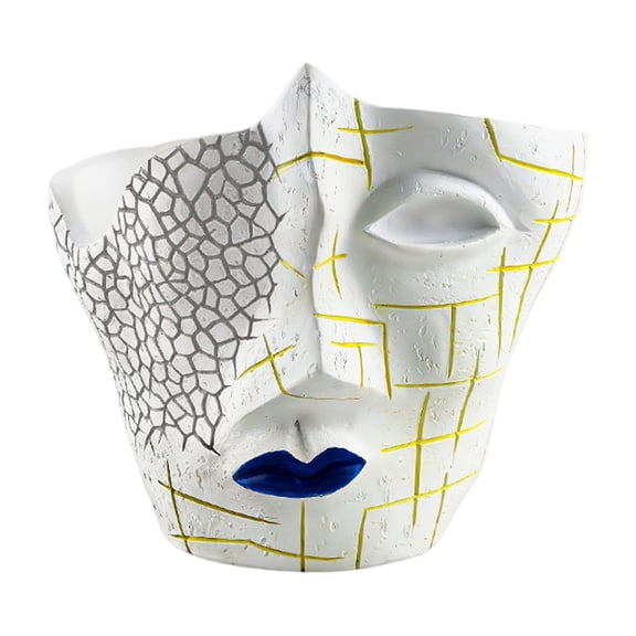 Abstract Face Ceramic Vase, Modern Decorative Sculpture Planter Pot for Home Office Living Room Table Decor, Unique Art Gift