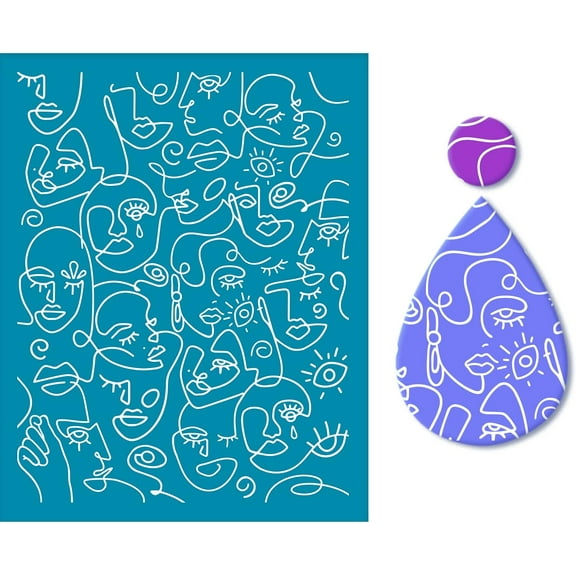 Abstract Face Clay Stencil Silk Screen Stencils Silk Screen for Polymer Clay Reusable Mesh Stencils Transfer Washable Home Decor for Polymer Clay Jewelry Making - 5x4 Inch diy
