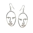 thumbnail image 1 of Abstract Face Earrings for Women, Wire Picasso Dangle Earrings, Hollow Silhouette Drop Earrings, Birthday Christmas Gift for Her, Silver, 1 pair, 1 of 9