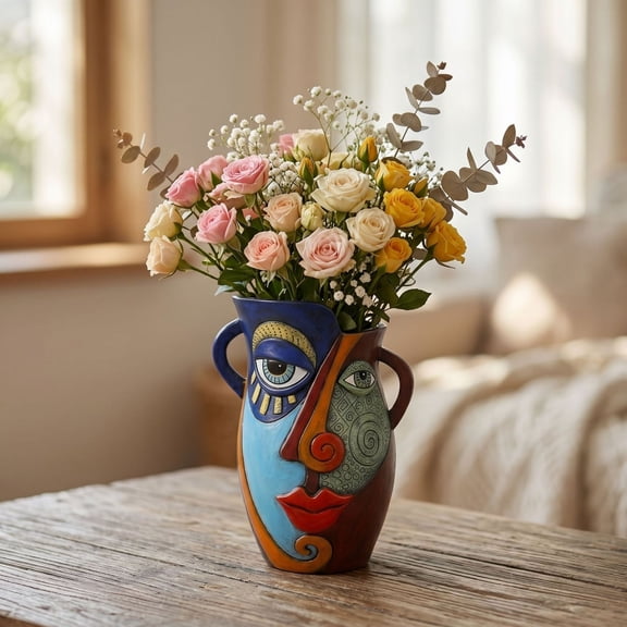 Abstract Face Flower Pot Resin Planter Modern Bust Head Plant Pot Succulent Container Garden Sculpture Decor For Home Office Living Room Patio Balcony Gift Decor