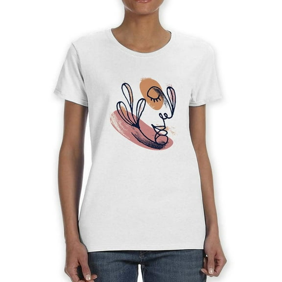 Abstract Face Girl Portrait Shaped T-Shirt Women -Image by Shutterstock, Female x-Large