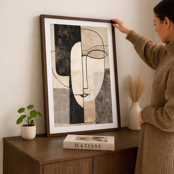 Abstract Face Line Art Print