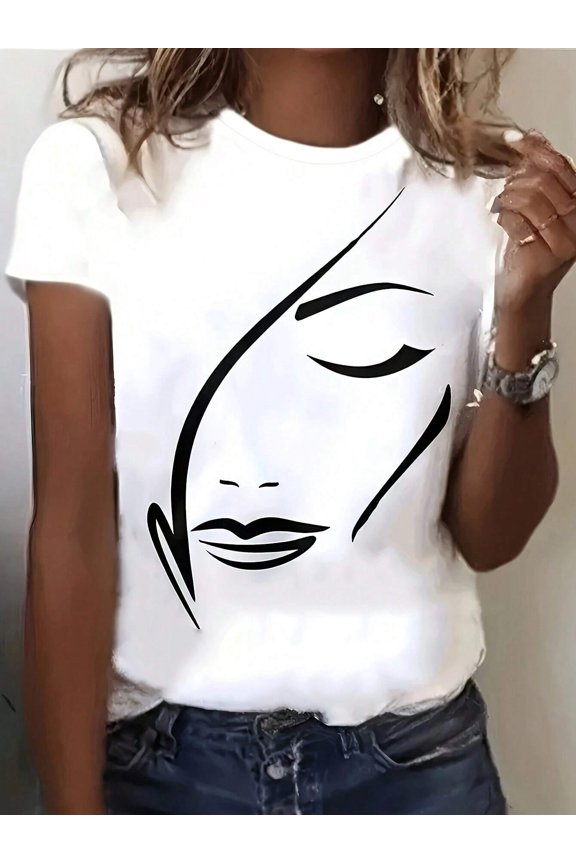 Abstract Face Line Art Tee