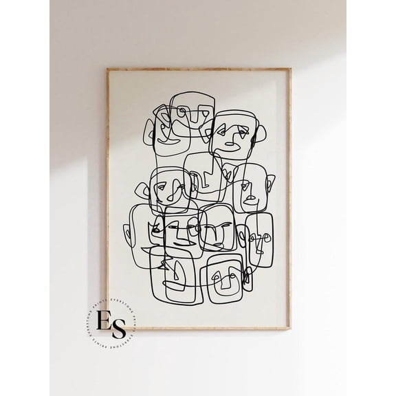 Abstract Face Line Art Wall Art Print