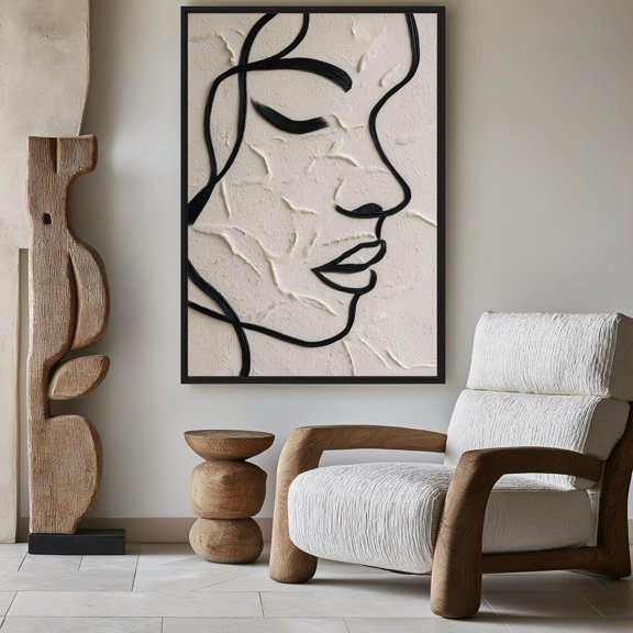 Abstract Face Line Art Wall Art Print