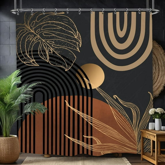 Abstract Face Minimalist Bathroom Shower Curtain Asthetic Colorful Pastel Modern Contemporary Line Art 72W by 72H Inch Polyester Fabric 12 Plastic Hooks Waterproof Decor