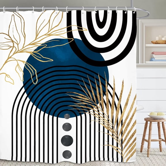 Abstract Face Minimalist Bathroom Shower Curtain Asthetic Colorful Pastel Modern Contemporary Line Art 72W by 72H Inch Polyester Fabric 12 Plastic Hooks Waterproof Decor