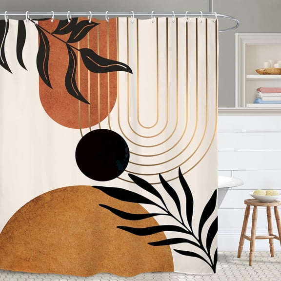 Abstract Face Minimalist Bathroom Shower Curtain Asthetic Colorful Pastel Modern Contemporary Line Art 72W by 72H Inch Polyester Fabric 12 Plastic Hooks Waterproof Decor