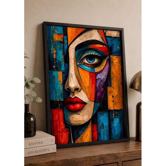 Abstract Face Modern Portrait Contemporary Geometric Bold Gallery Wall Decor