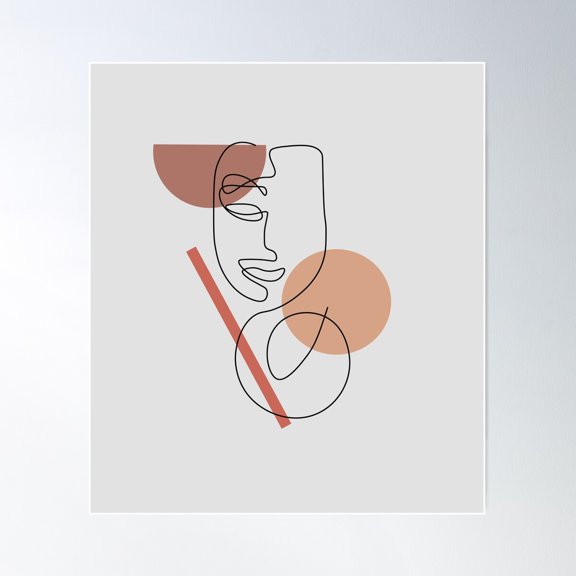 Abstract Face One Line Drawing Art Poster Wall Art, Modern Wall Decor For Living Room Bedroom, 24x24 UNFRAMED