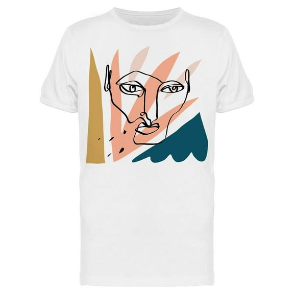 Abstract Face One Line T-Shirt Men -Image by Shutterstock, Male Small