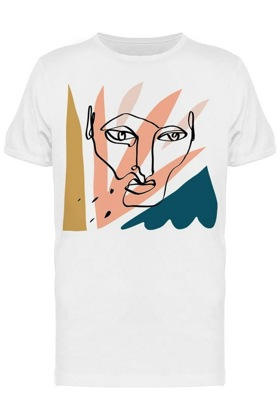 Abstract Face One Line T-Shirt Men -Image by Shutterstock, Male Small