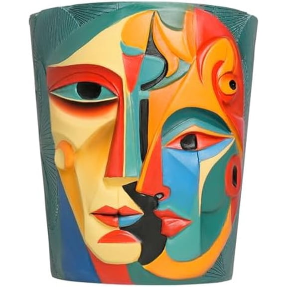 Abstract Face Planter Pot Unique Two-Sided face Flower Pot Rainbow Head Planter with Drainage for Indoor & Outdoor Plants Colorful Pots for Home Art Decor$$Garden & Patio