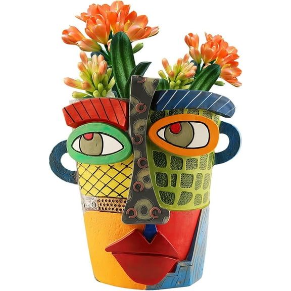 Abstract Face Planters Pots Head,Unique Head Planter for Indoor Plants,Funny Face Flower Pot,Colorful Plant Pots for Outdoor Garden Decor and Home Art Decoration(Modern,4.9"x4.7")