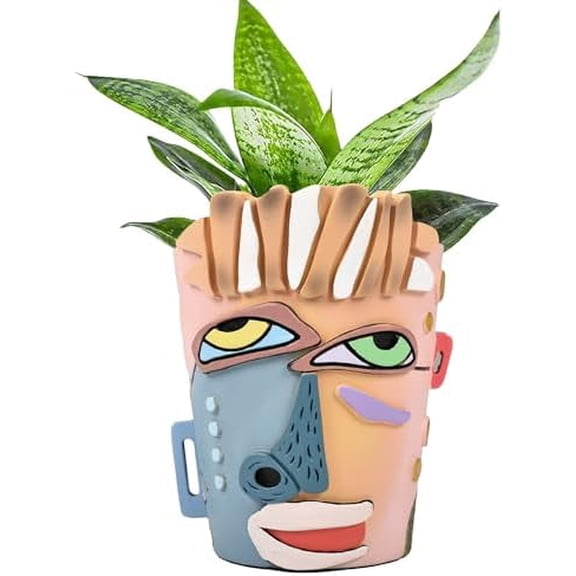 Abstract Face Planters Pots Head,Unique Head Planter for Indoor Plants,Funny Face Flower Pot,Colorful Plant Pots for Outdoor Garden Decor and Home Art Decoration(Contemporary)