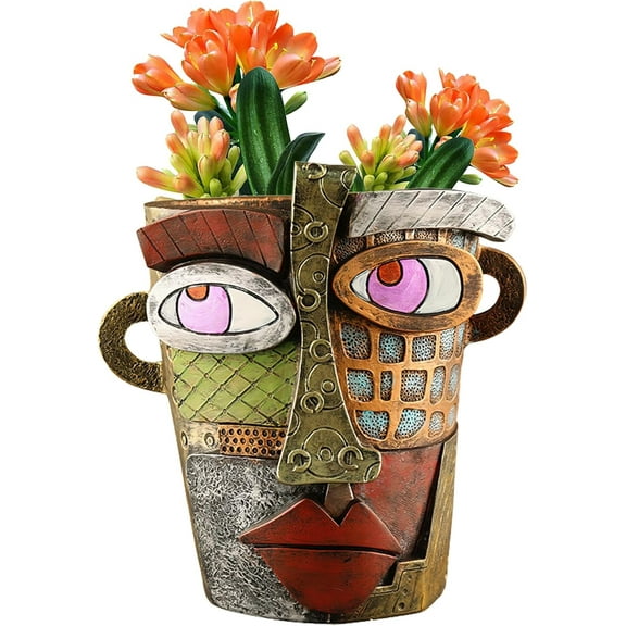 Abstract Face Planters Pots Head,Unique Head Planter for Indoor Plants,Funny Face Flower Pot,Colorful Plant Pots for Outdoor Garden Decor and Home Art Decoration(Classic)