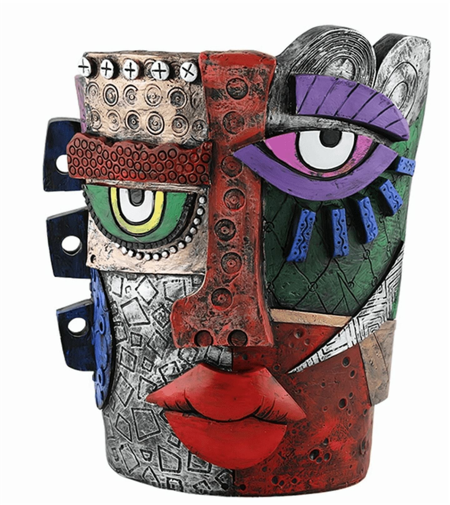 Abstract Face Planters Pots Head,Unique Head Planter for Indoor Plants,Funny Face Flower Pot,Colorful Plant Pots for Outdoor Garden Decor and Home Art Decoration(A, 7.8Inch)