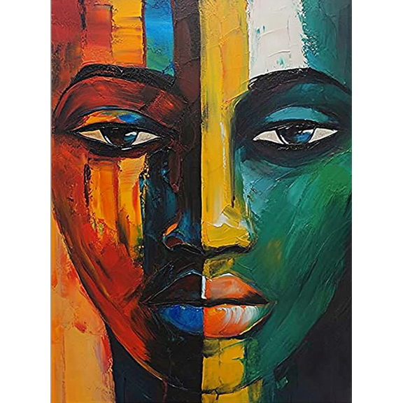 Abstract Face Portrait Decorative Painting/Canvas Art Suitable for Living RoomColorful Face Artwork Home Decoration Wall Decor.