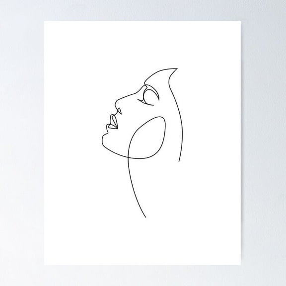 Abstract Face Profile - One Line Art Poster Wall Art, Modern Wall Decor For Living Room Bedroom, 8x12 UNFRAMED