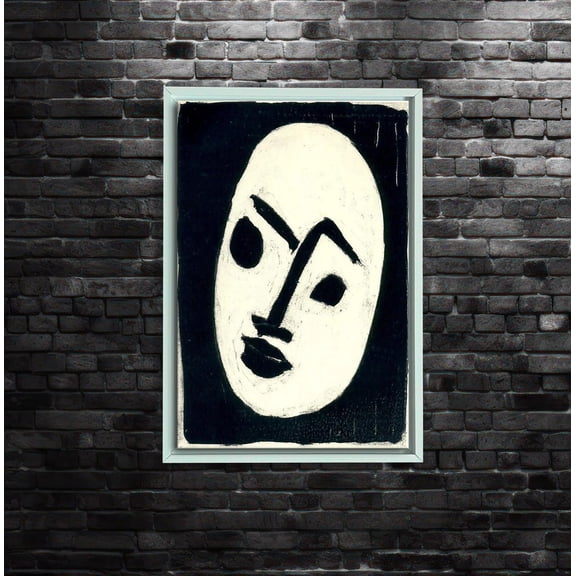 Abstract Face Wall Art, Minimalist Black And White, Modern Expressionist, Surreal Mask Poster, Bold Line Decor Home Decor, 8x12 UNFRAMED