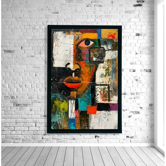 Abstract Face Wall Art, Modern Afro Expressionist Portrait, Colorful Urban, Contemporary Bold Art Poster, Home Accent Home Decor, 12x18 UNFRAMED