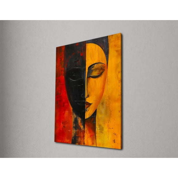 Abstract Face Wall Art, Red and Yellow, Modern Expressionist Print, Ethnic Woman Portrait Wall Decor, Color Block Art Gifts Poster Decor, Size 12x18 UNFFRAMED F03.1.8l1361
