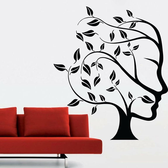 Abstract Face Wall Sticker Tree Kids Bedroom Living Room Artist Studio Interior Decor Removable Art Wallpaper Single Color 28x32cm