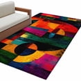 thumbnail image 1 of Abstract Face Washable Area Rugs 2.7'x5', Colorful Boho Modern Geometric Splicing Low Pile Throw Living Room Rug Non-Slip Sturdy Edge Binding Carpet for Indoor Entryway Bedside Kitchen, 1 of 9