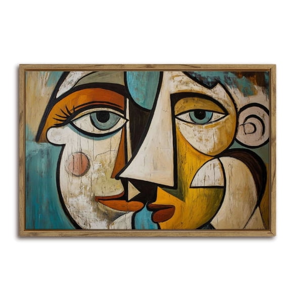 Abstract Faces Artwork Horizontal Canvas Wall Art with Lightweight Foam Frame - Durable and Ready to Hang, Modern Decorative Print for Living Room, Bedroom, Or Office