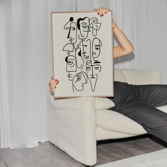 Abstract Faces Line Art, Minimal One Line Wall Art, Abstract Minimal Boho Print, Woman Face, People Line Drawing, Wall Art, Modern Wall Decor, 8x12 UNFRAMED