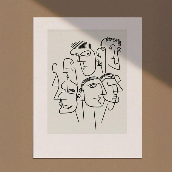 Abstract Faces Line Art, Minimal One Line Wall Art, Abstract Minimal Boho Print, Woman Face, People Line Drawing, Wall Art, Modern Wall Decor, 8x12 UNFRAMED