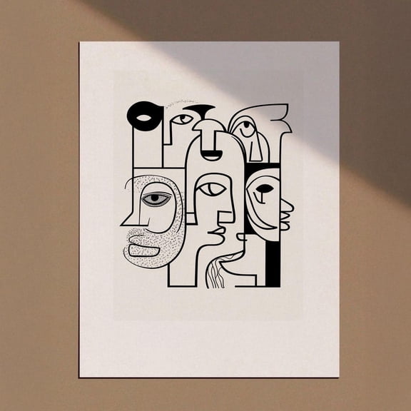Abstract Faces Line Art, Minimal One Line Wall Art, Abstract Minimal Boho Print, Woman Face, People Line Drawing, Wall Art, Modern Wall Decor, 8x12 UNFRAMED