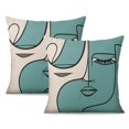 thumbnail image 1 of Abstract Faces Throw Pillow Covers, Modern Print Line Colorful Decorative Throw Pillow Covers 18 X 18 Inch, Set Of 2, Linen Study Sofa Cushion Cover Indoor Living Room Home Decor, 1 of 7
