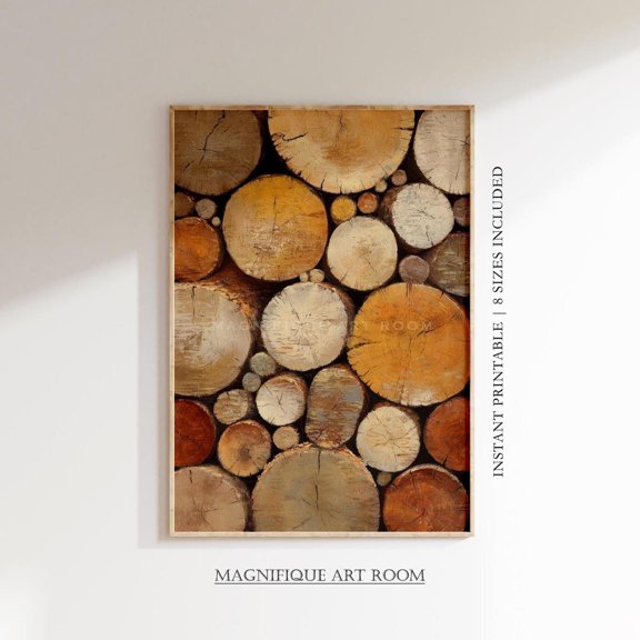 Abstract Fall Forest Poster Wall Poster Rustic Wood Slice Nature Poster , F105, Size 8x12 UNFFRAMED F03.1.7l2331