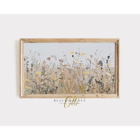 Abstract Fall Wildflowers Wall Art, Neutral Flower Field, Rustic ...