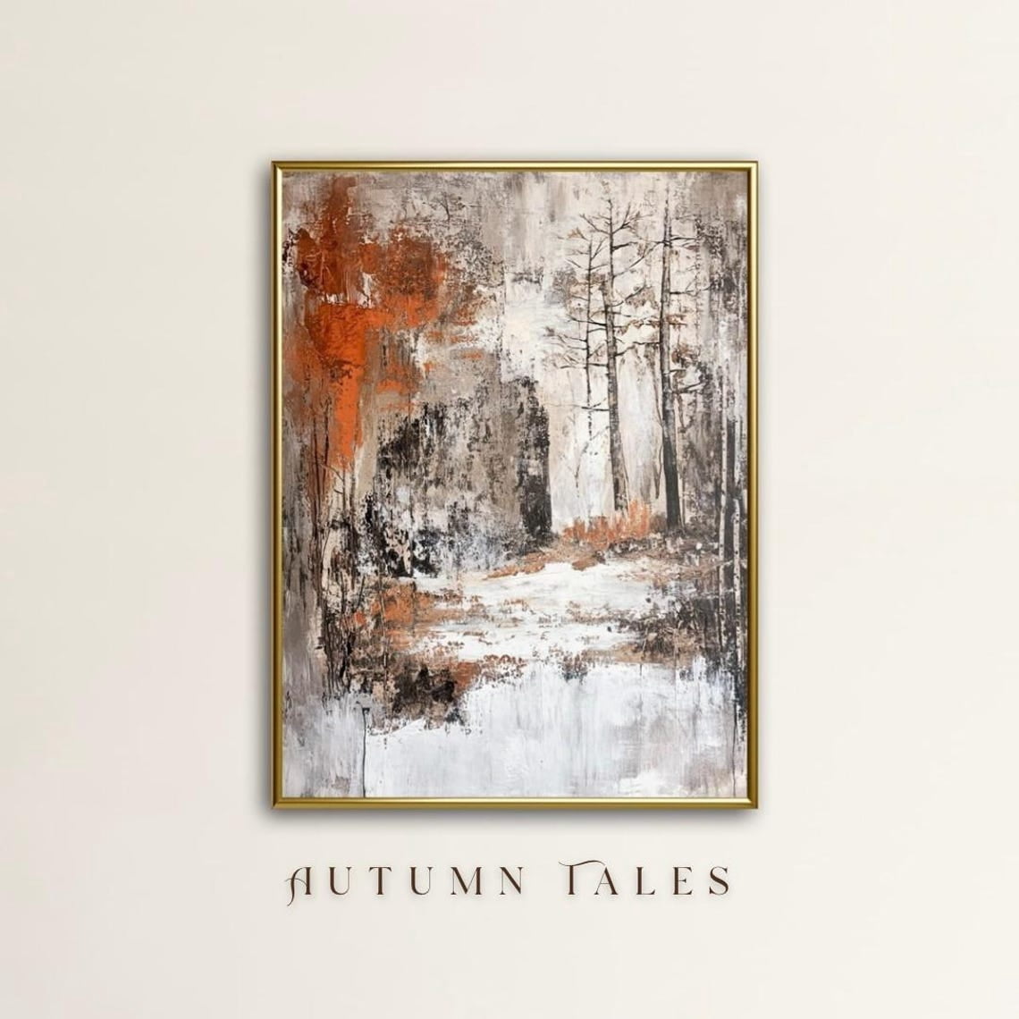 Abstract Fall Winter Poster Wall Art Modern Landscape Print Black White ...