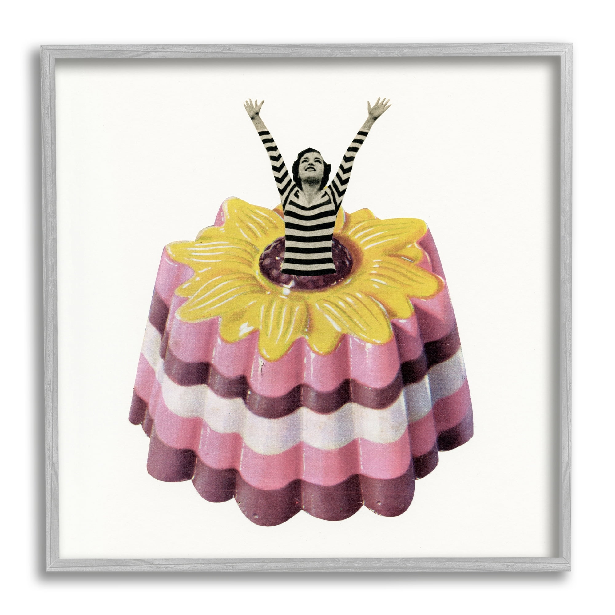 Abstract Fashion Female Blancmange Custard Dessert Stripes Abstract Graphic Art Framed Art Print Wall Art