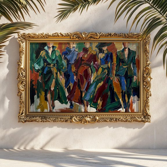 Abstract Fashion Print Colorful Runway Wall Art Chic Fashion Decor, Unframed Paper Print