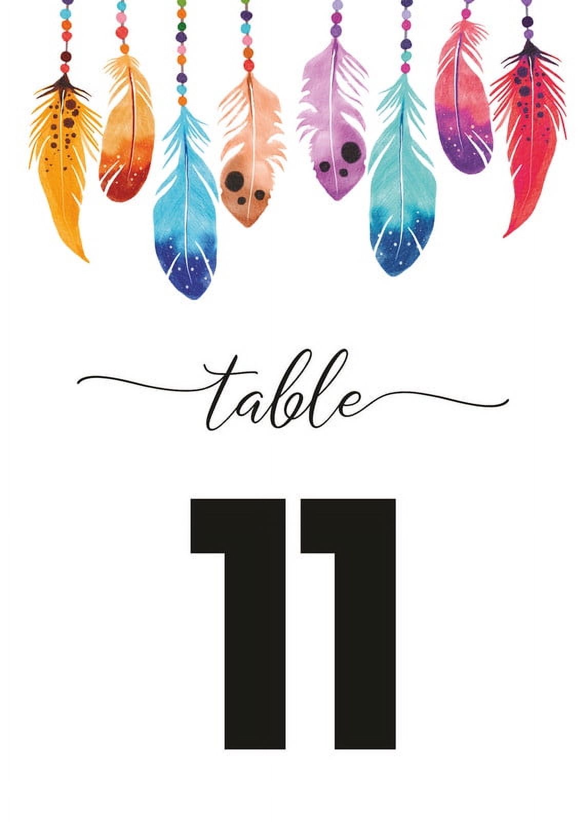 Abstract Feather Design Table Number Cards Double Sided Party Table ...