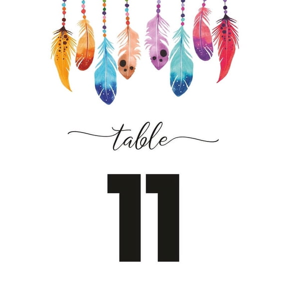 Abstract Feather Design Table Number Cards Double Sided Party Table Numbers for Reception Baby Shower Anniversary Birthday Bridal Party 4x6 50 Pcs