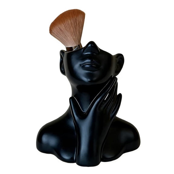 Abstract Female Bust Sculpture with Storage, Resin Makeup Brush Holder Vase Decor for Desk Vanity Home Office