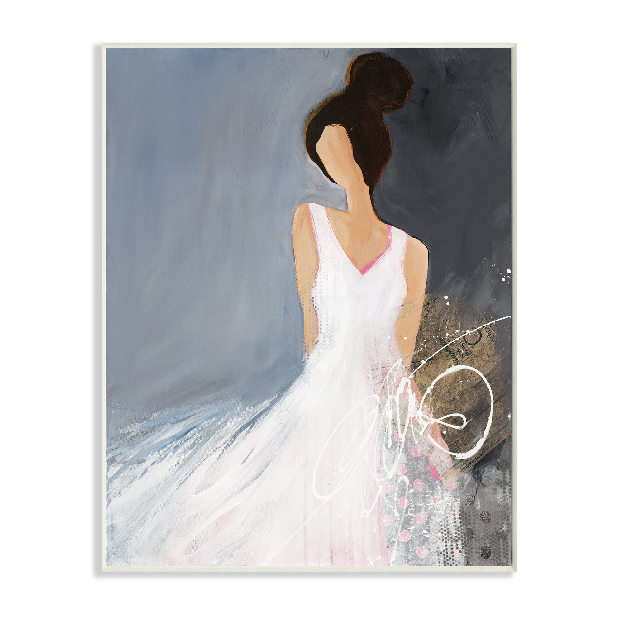 Stupell Industries Abstract Female Figure Organic White Dress Fashion,10 x 15,Designed by Ruth Fromstein