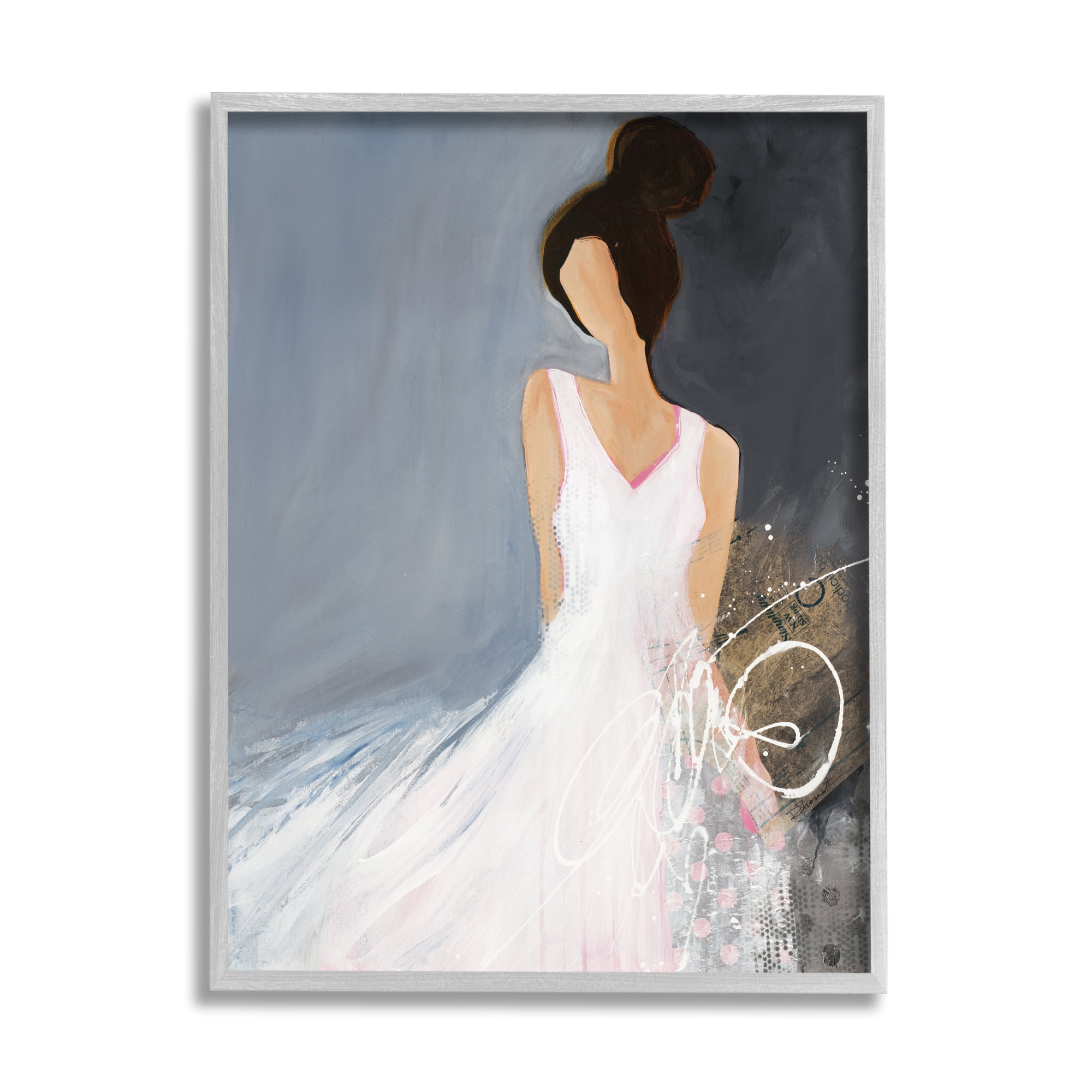 Stupell Industries Abstract Female Figure Organic White Dress Fashion,11 x 14,Designed by Ruth Fromstein