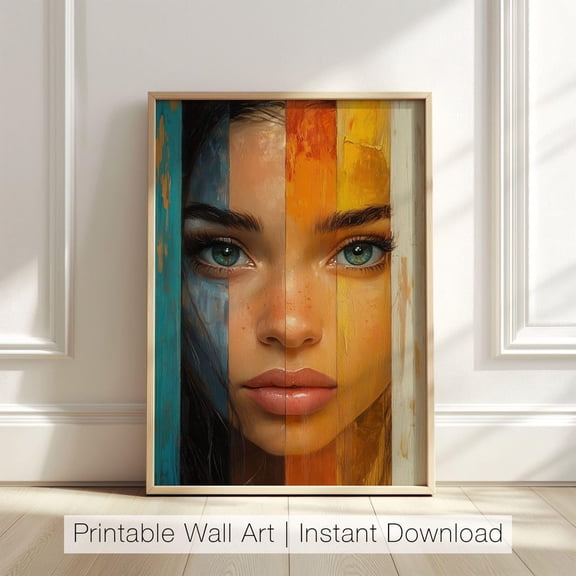 Abstract Female Portrait Art, Colorful Poster Wall Art, Modern Face Poster, Minimalist Decor, Artistic Woman Wall Poster,, Size 8x12 UNFFRAMED F03.1.7l1538