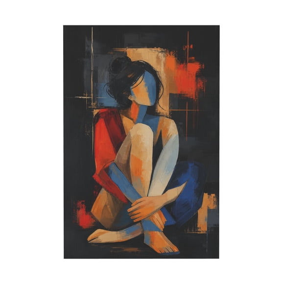 Abstract Female Portrait Canvas Wall Art Expressionist Colorful Human Silhouette Minimalist Soulful Decor for Living Room Bedroom Studio 20x30 in
